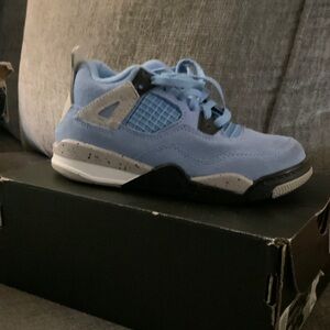 Jordan 4 Kids Light Blue and Gray Sneakers